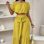 High-Waist Flared Pants & Top Two-Piece Set – 7 Colors, S–2XL