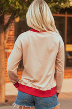 White GAME DAY Letter Graphic Varsity Striped Detail Baggy Sweatshirt