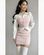 New pink  Dress Sweater dress for teenage girl