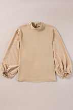 Gossamer Pink Swiss Dot Balloon Sleeve Loose Blouse