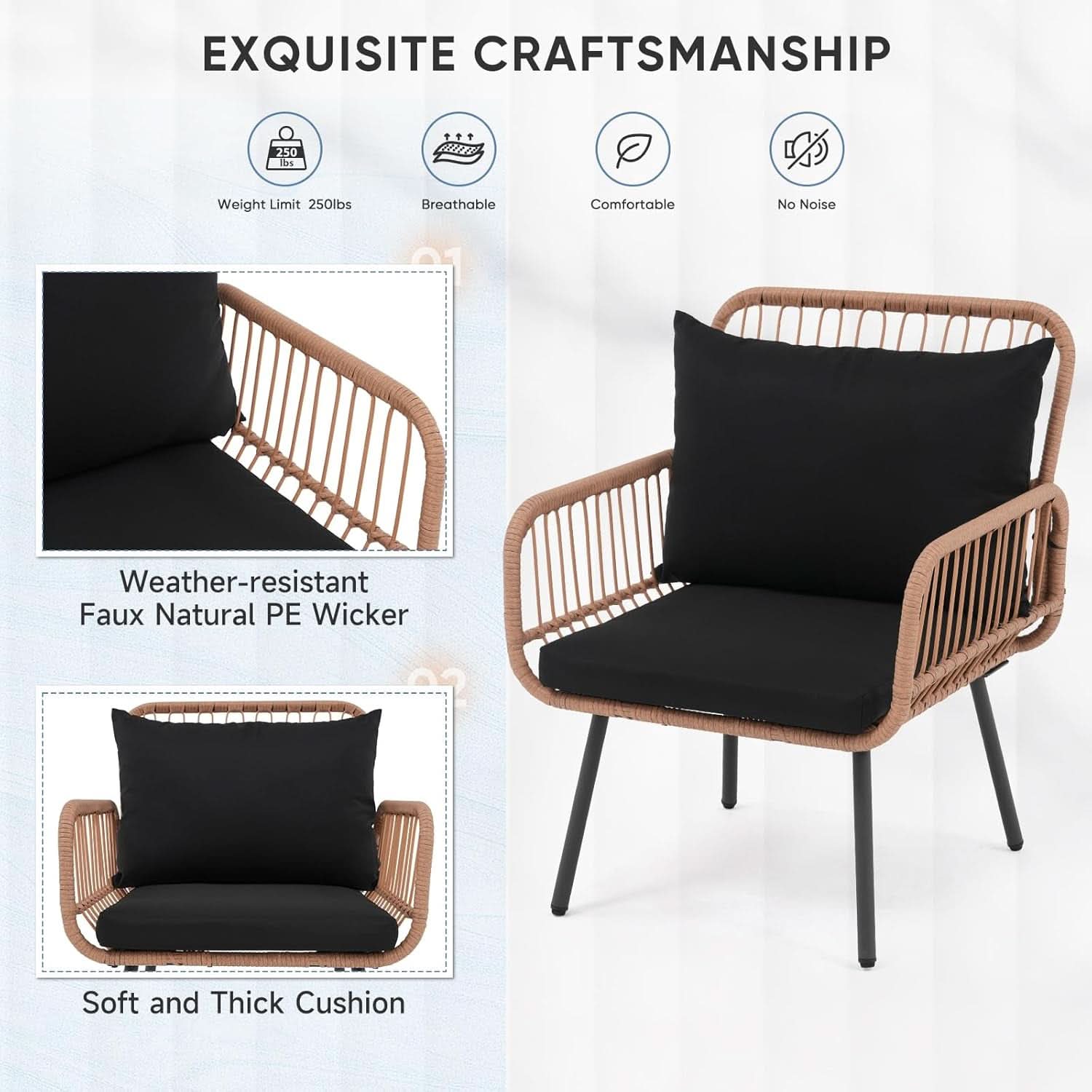 Stylish Four Piece Outdoor Wicker Patio Furniture Set