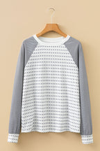Black Stripe Raglan Patchwork Long Sleeve Tee