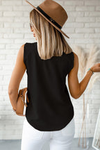 Apricot Plain V Neck Casual Knotted Shoulder Vest