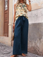 Printed Tank Top and Wide Leg Pants Set