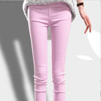 Outerwear Stretchy Elastic-waist Colorful Pencil Pants