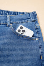 Light Blue Acid Wash Contrast Lace-up Plus Size Jeans