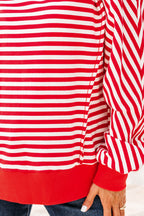 Black Stripe Exposed Seam Drop Shoulder Casual Pullover Top