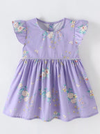 Children's Floral Print Ruffle Sleeve A-Line Dress