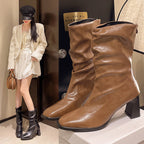 Large Size Women’s High Heel Plus-Width Ankle Boots – Autumn/Winter
