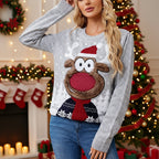 Loose Casual Parent-Child Gray Pullover Christmas Sweater