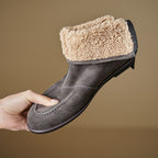 Women’s Fleece-Lined Ankle Boots – Round Toe Low Heel Winter Boots