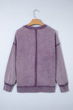 Valerian Mineral Wash Exposed Seam Side Slit Sweatshirt