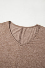 DUNE Solid Colour V-Neck Double Layer Sleeve Loose T-Shirt