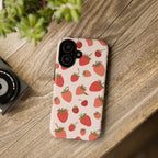 Strawberry Pattern Tough Phone Case Cute Pink Protective iPhone Cover
