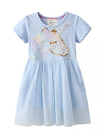 Children's Sequin Round Neck Tulle Dress
