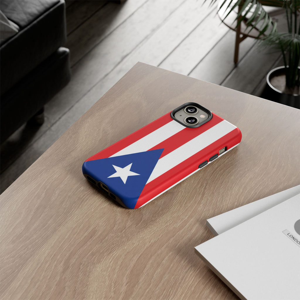 Puerto Rico Flag Tough Phone Case Patriotic Red & White Stripe Design