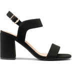 Dream Pairs Womens Size 8 Black Faux Suede 3.5" Block Heel Ankle Strap Shoes