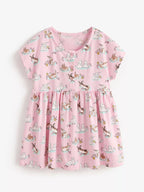 Children's Bunny Print Round Neck Casual Dress