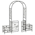 87 Inches Garden Arbor with Lockable Gate Side Planters-Black