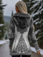 Flannel 3D Printed Fashionable Warm Zipper Hoodie