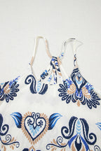 Blue Bohemian Fashion Print Spaghetti Straps Loose Tank