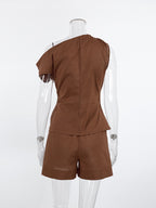One-Shoulder Top and Shorts Set