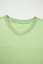 Meadow Mist Green Solid Loose V Neck Half Sleeve Tee and Shorts