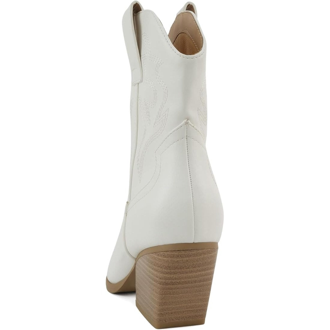 Soda BLAZING Women Size 7.5W Wide White Faux Leather 2.5" Heel Cowboy Boot Shoes