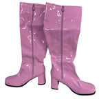 Heiyom Womens Size 6.5 Pink 2.5" Heel Knee High Boots Round Toe Side Zip Shoes