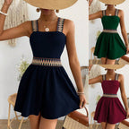 Women's Resort-Style Sleeveless Wide-Leg Jumpsuit with Cinched Waist
