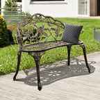 Outdoor Cast Aluminum Patio Bench Antique Rose