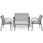 4 Pieces Patio Furniture Set with Glass Top Coffee Table