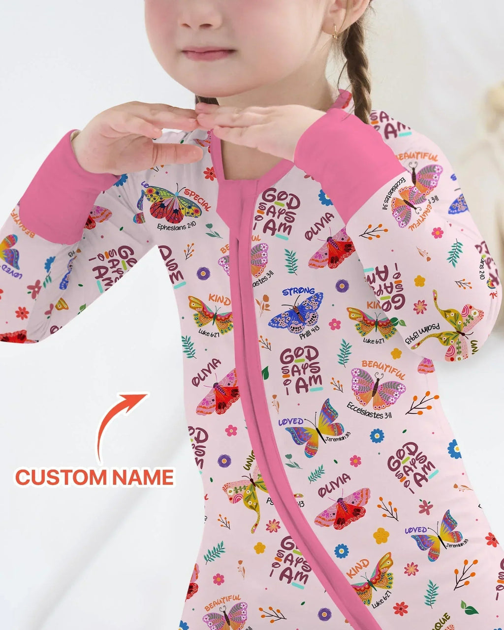 Custom Name God says I am Butterfly Bamboo Convertible Zippy