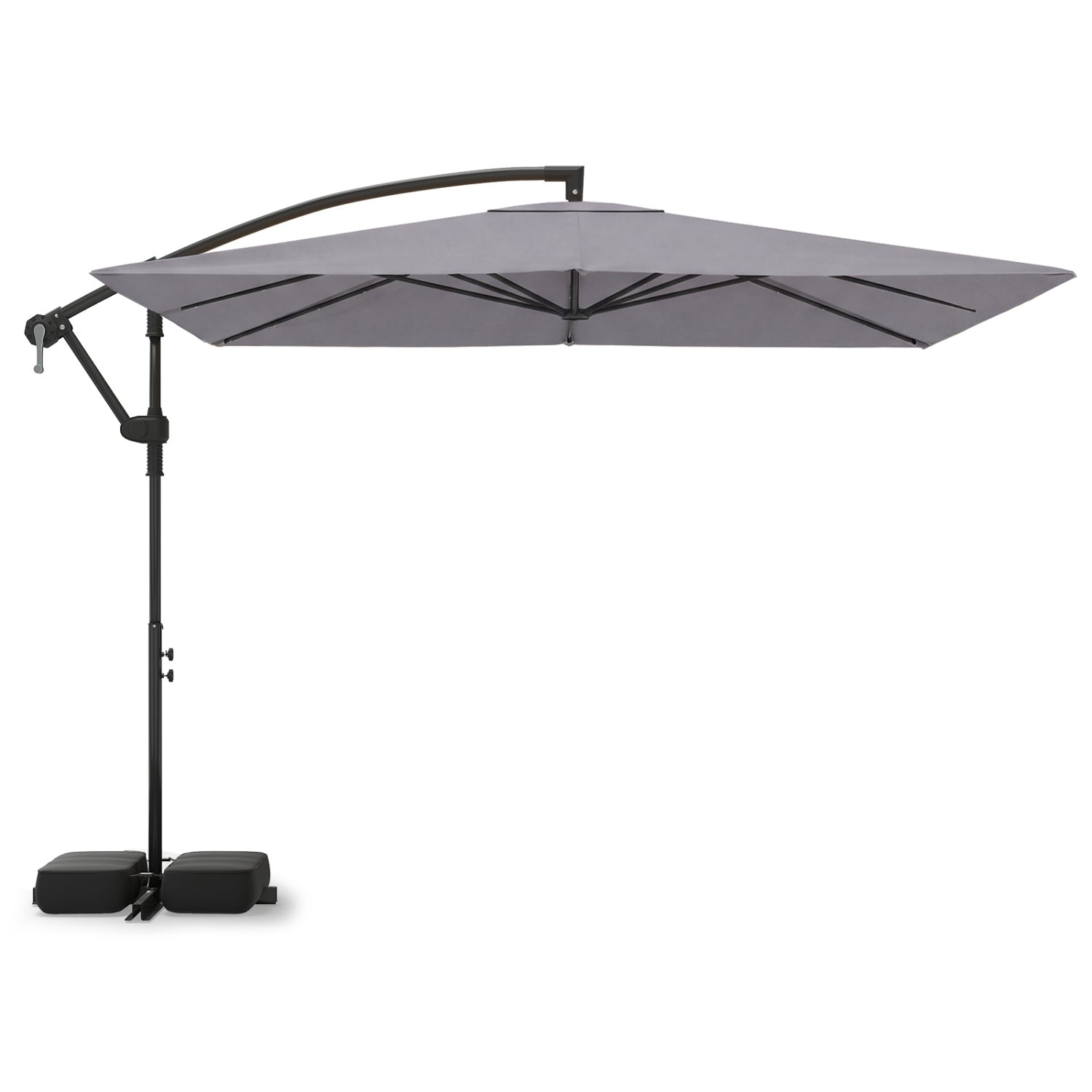 8 x 8 Square FT Solar LED Offset Cantilever Patio Umbrella with 360¬∞ Rotation