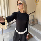 Pullover Stretch-knit Long-sleeve Sweater