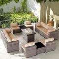 13 Piece Outdoor Patio Furniture Set with Fire Pit