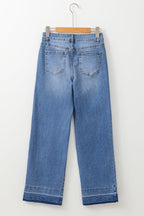 Black Raw Hem Unique Cuffs Straight High Rise Loose Jeans