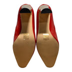 Reitoye Womens Size 8 Red 3.5" Metallic Chunky Heel Square Toe Ankle Boot Shoes