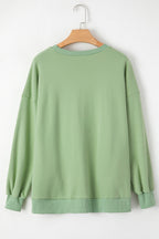 Sea Green Solid Fleece Lined Drop Shoulder High Low Sweatshirt