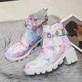 Rhinestone Chunky Heel Ankle Boots