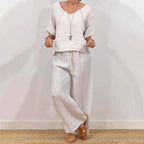 Women’s Multi Color Two Piece Set V Neck Top & Pants
