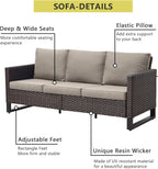 Seven Piece Outdoor Wicker Patio Furniture Set With Swivel Rockers