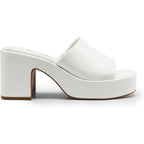 New Dream Pairs Womens 7.5 White 3.5" Chunky Heel Slide On Open Toe Mule Shoes