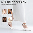 Idifu Womens 5.5 White 3.5" Stiletto Heel Pointed Closed Toe Ankle Strap Shoes