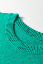 Bright Green Horse Bit Embroidered Loose Short Sleeve Sweater