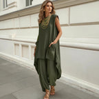 Sleeveless 3D-Cut Resort Two-Piece Set | Top & Pants