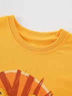 Children's Lion Embroidered Round Neck T-Shirt