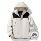 Men's Winter Color-Block Hooded Thick Down Jacket