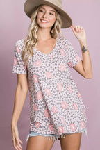 BiBi Leopard Lips Print Top V Neck Top
