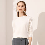 Lightweight Long-sleeve Crew-neck Wool Knit Sweater